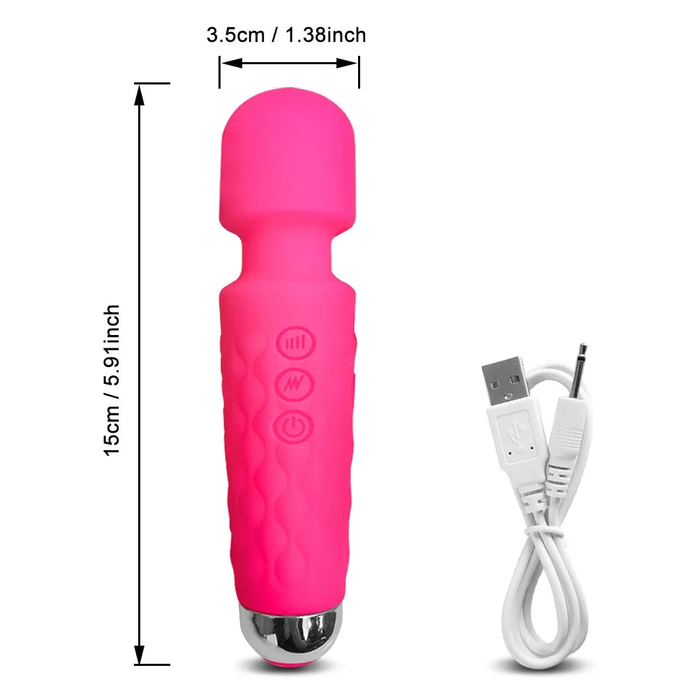 20 Modes Powerful Vibrator Magic Wand Female G-spot Massager USB Rechargeable Female Adult Erotica Products Sex Toy for Women