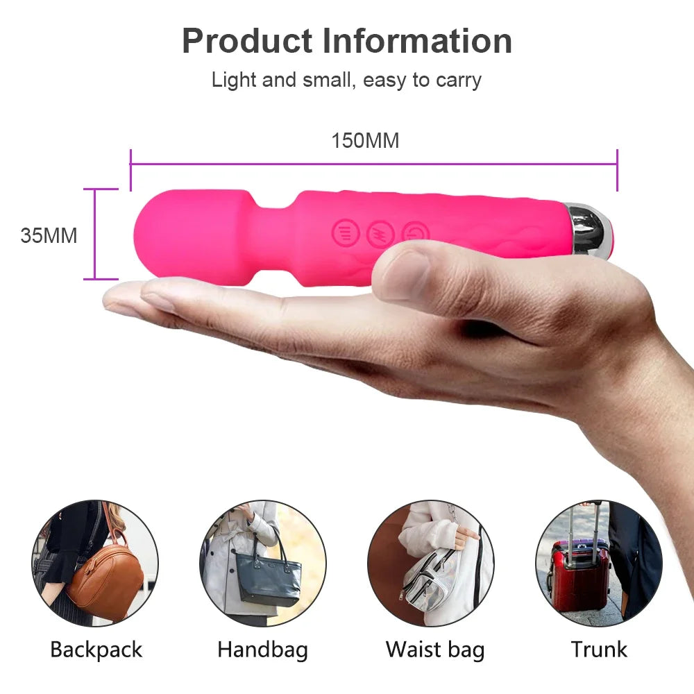 20 Modes Powerful Vibrator Magic Wand Female G-spot Massager USB Rechargeable Female Adult Erotica Products Sex Toy for Women