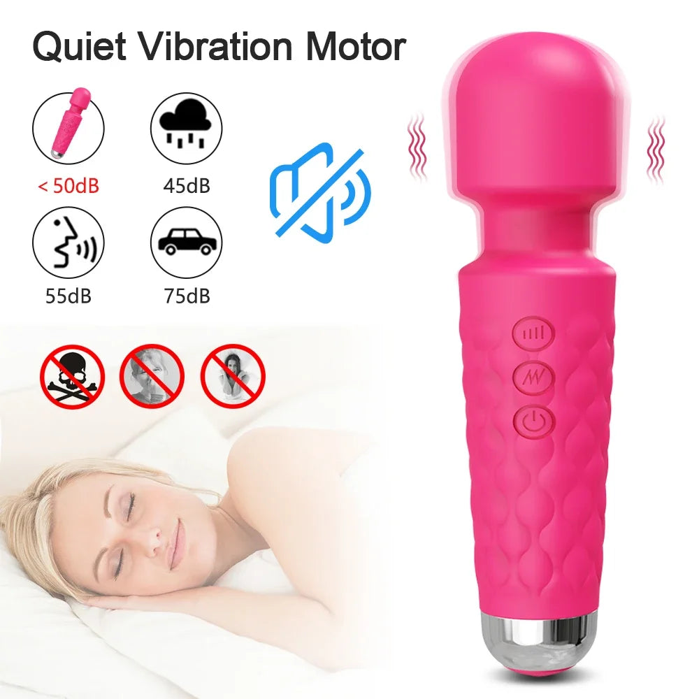 20 Modes Powerful Vibrator Magic Wand Female G-spot Massager USB Rechargeable Female Adult Erotica Products Sex Toy for Women